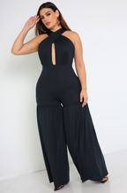 Black Crossover Ruffled Jumpsuit Plus Sizes 