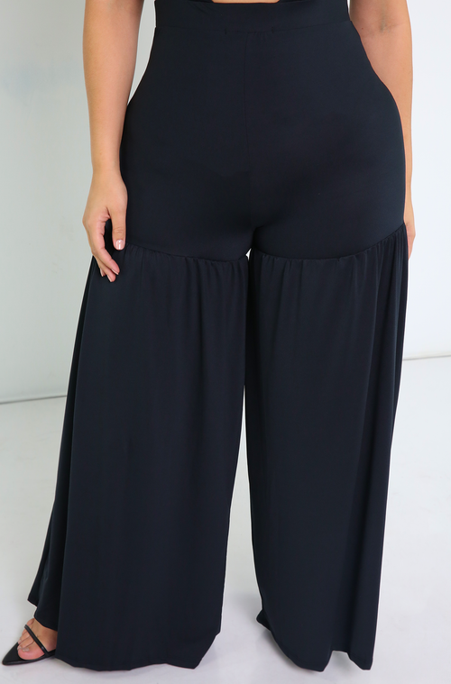 Black Crossover Ruffled Jumpsuit Plus Sizes 
