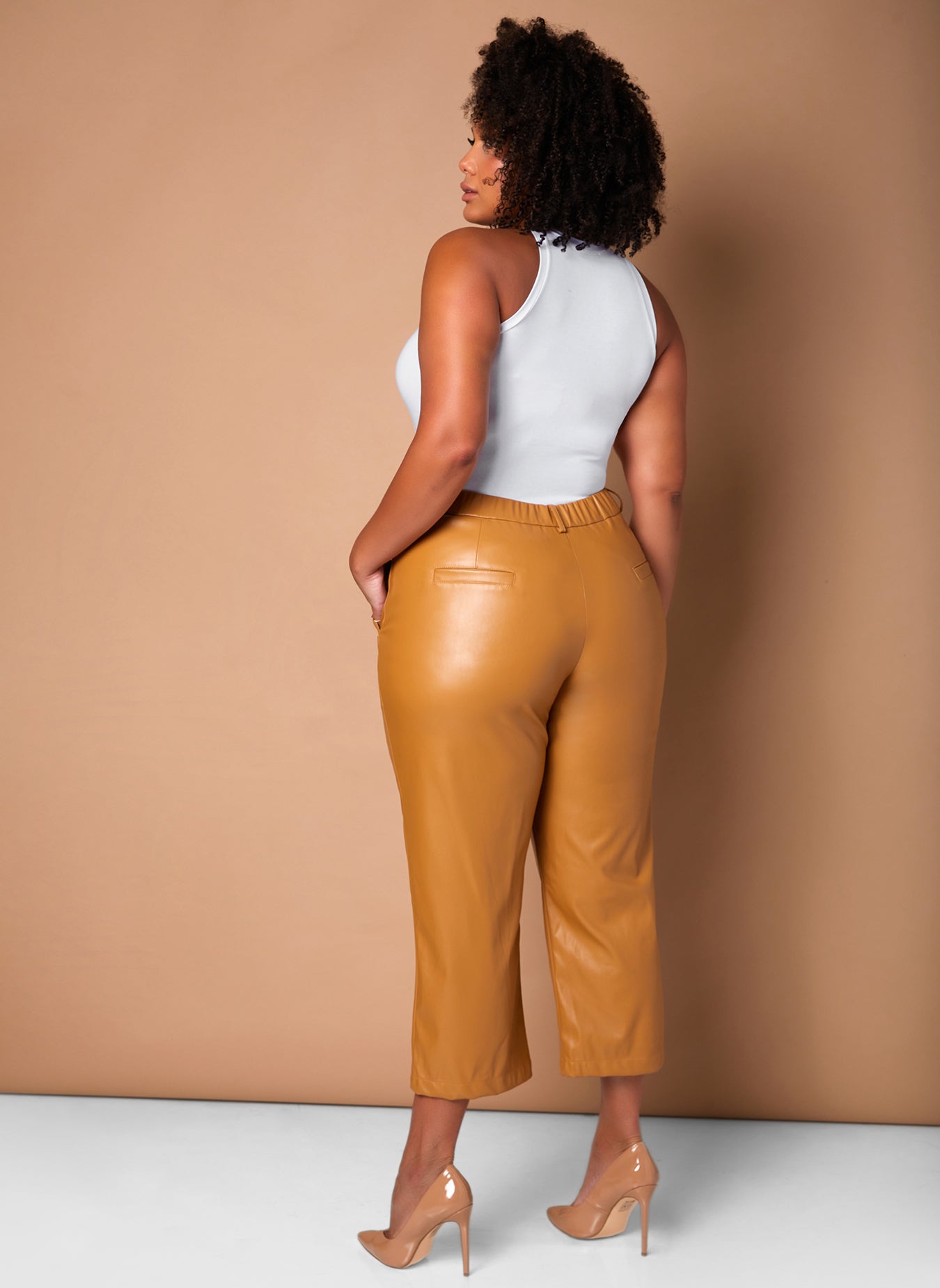 Brown Better Than The Other Vegan Leather Pants Plus Sizes