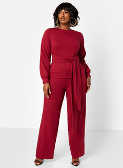 No Exceptions Cotton Front Tie Top - Burgundy