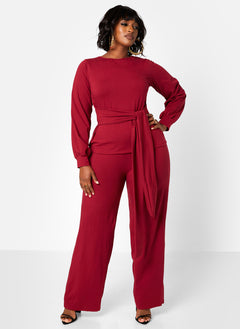 No Exceptions Cotton Wide Leg Pants - Burgundy