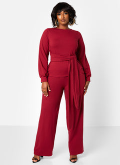 No Exceptions Cotton Front Tie Top - Burgundy