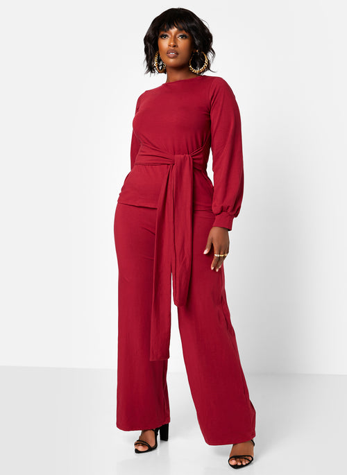 No Exceptions Cotton Wide Leg Pants - Burgundy