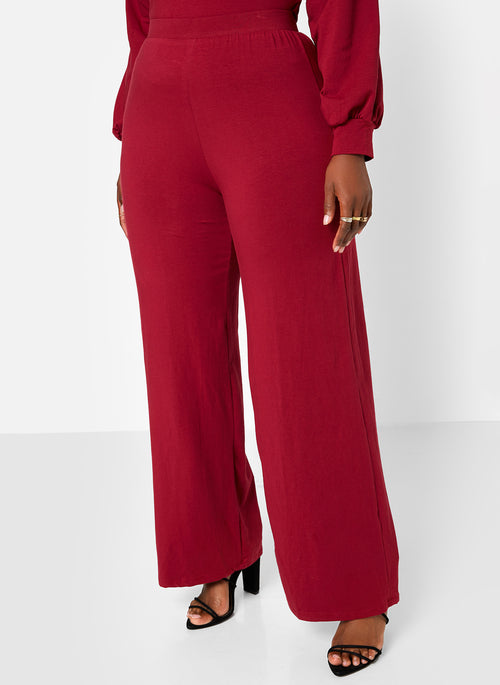 No Exceptions Cotton Wide Leg Pants - Burgundy