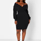 Black On Your Mind Off The Shoulder Mini Bodycon Dress Plus Sizes