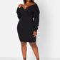 Black On Your Mind Off The Shoulder Mini Bodycon Dress Plus Sizes