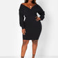 Black On Your Mind Off The Shoulder Mini Bodycon Dress Plus Sizes
