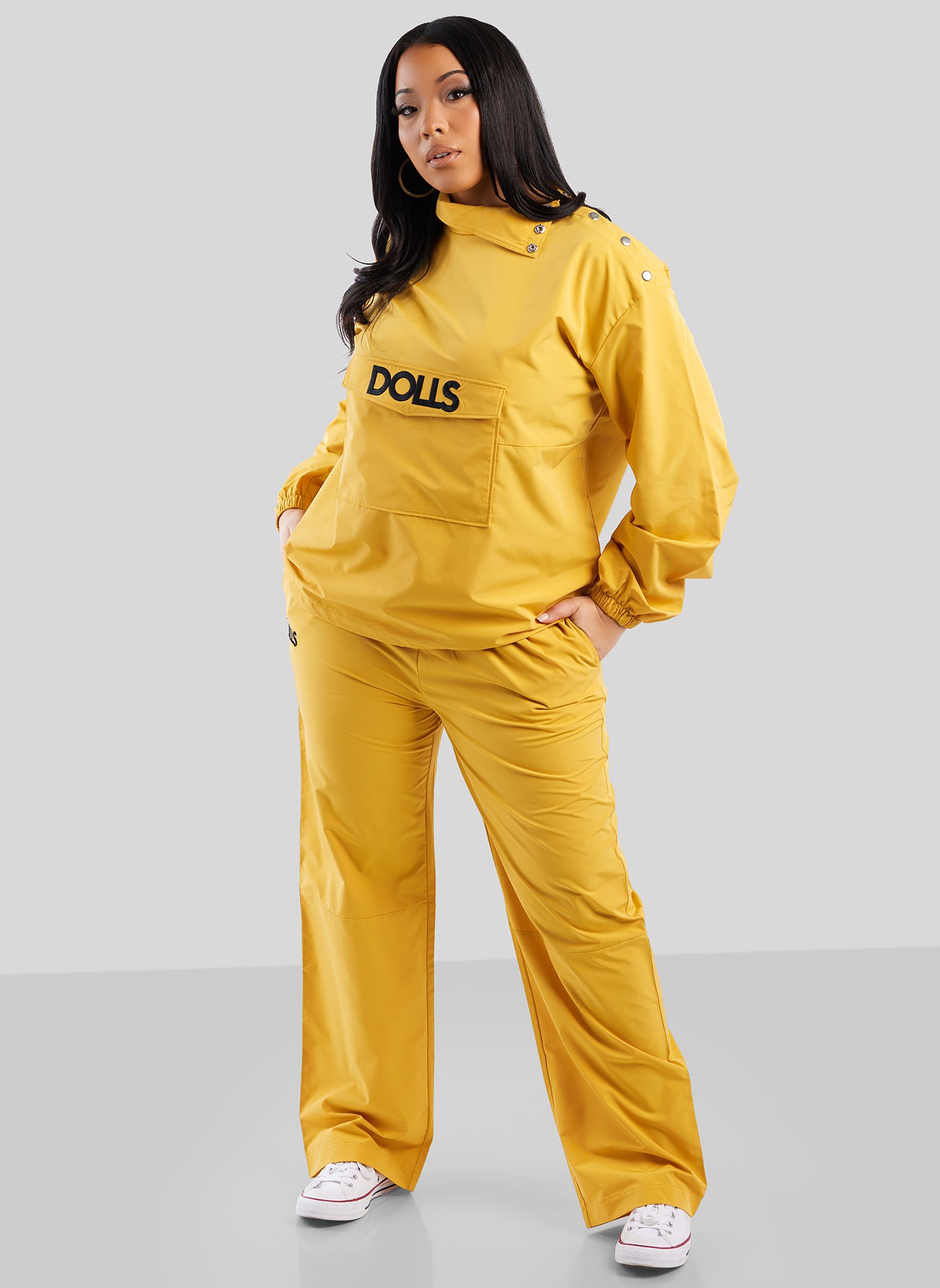 Power Balloon Sleeve Pullover Windbreaker W. Pocket