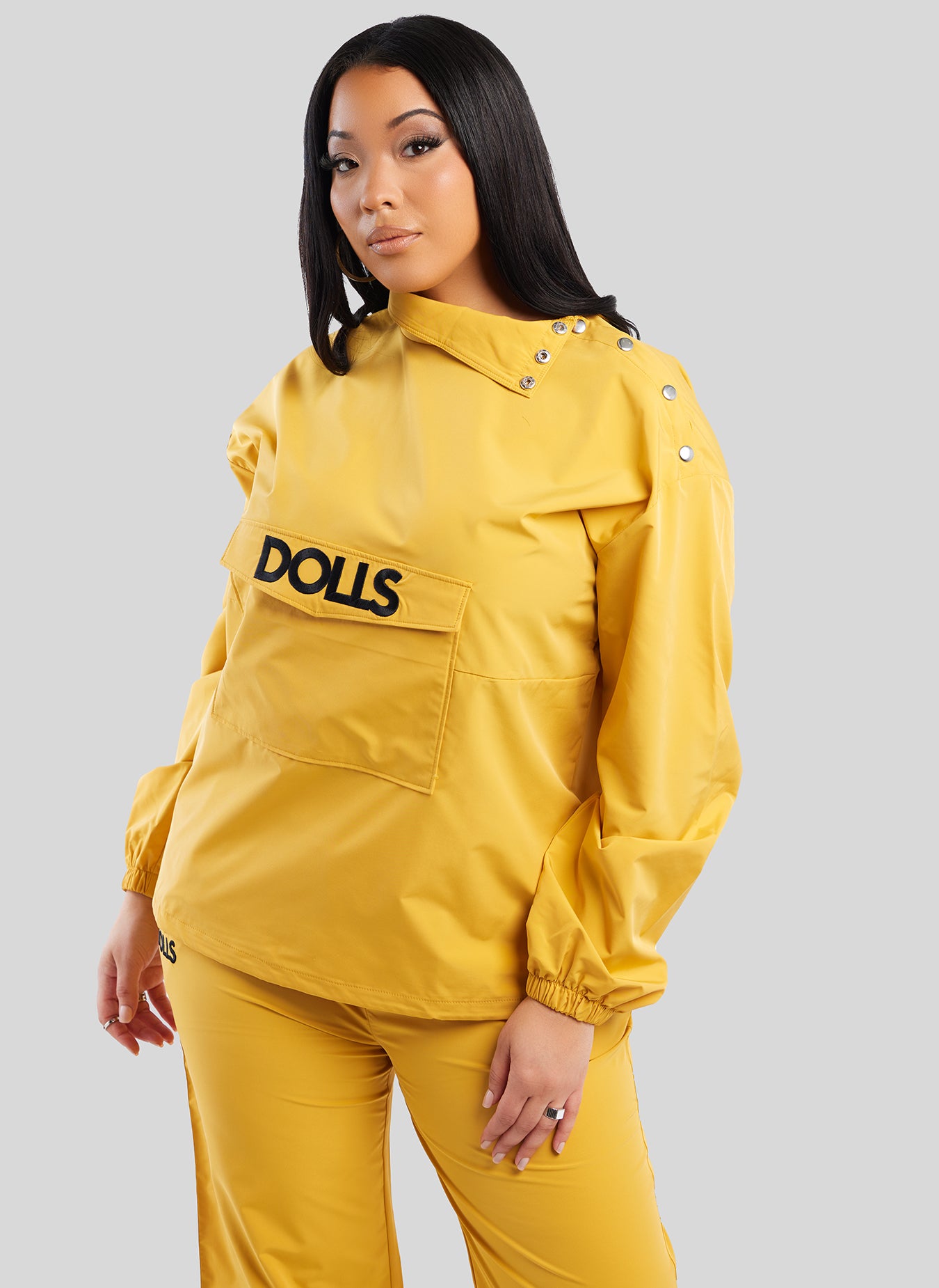 Power Balloon Sleeve Pullover Windbreaker W. Pocket