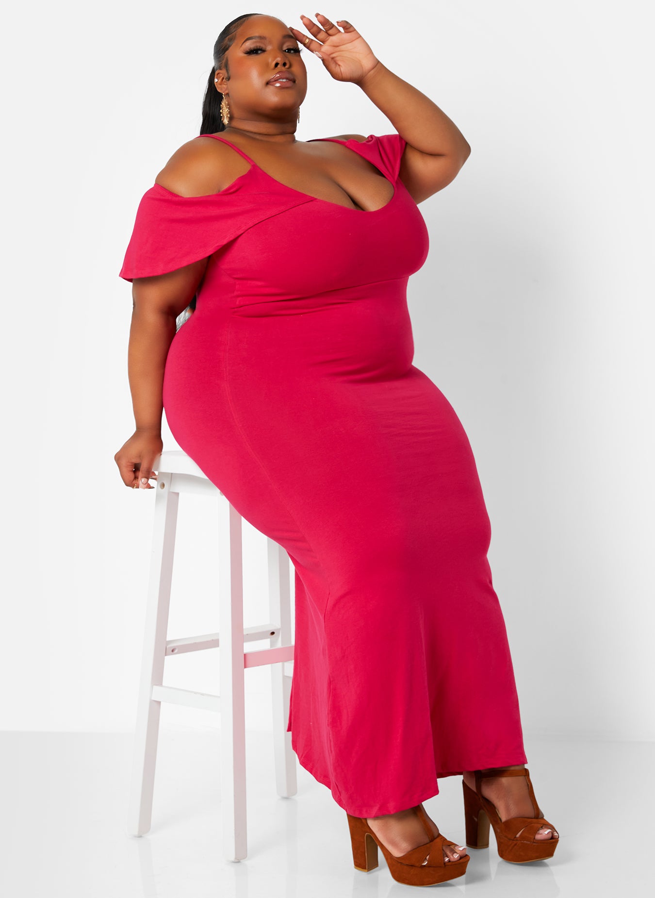 Pretty Lady Flutter Sleeve Asymmetrical Maxi Bodycon Dress