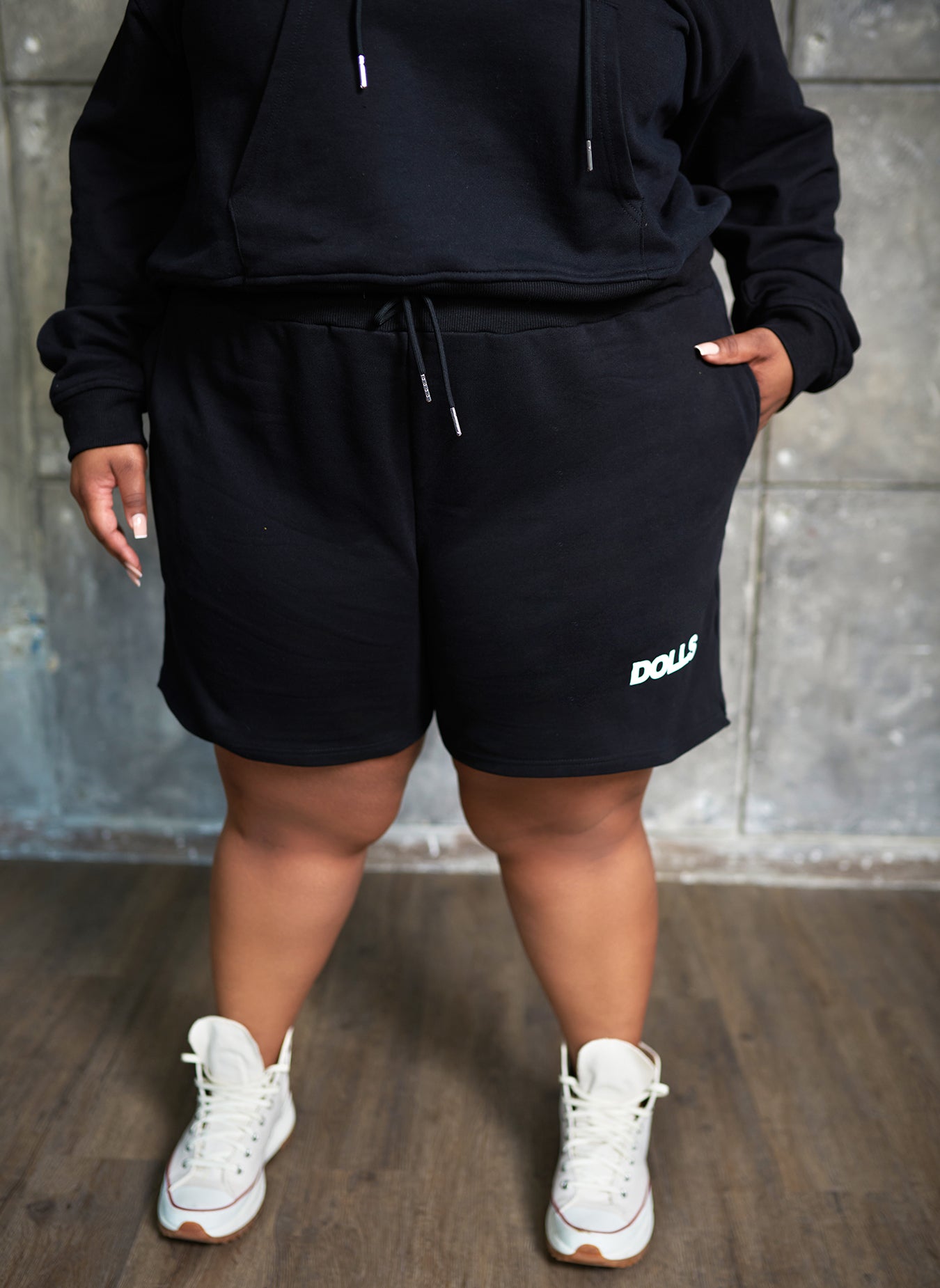 Black Rebdolls Only Drawstring Shorts Plus Sizes