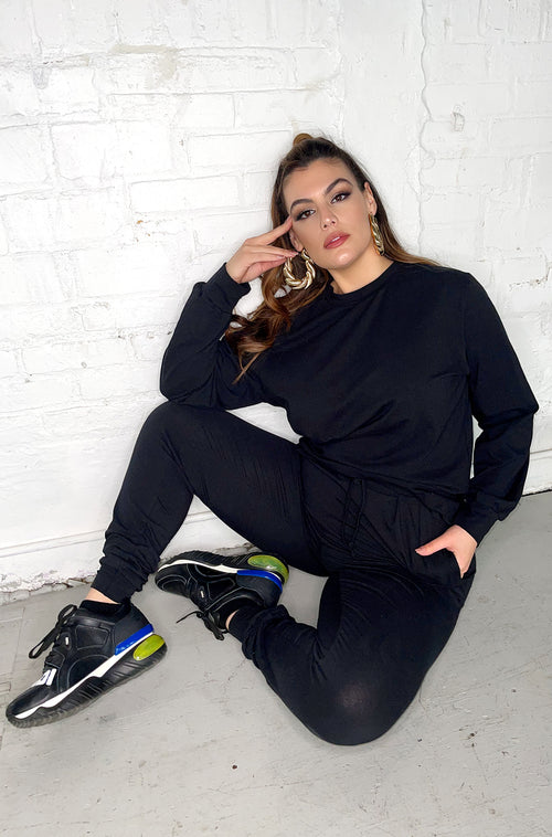 Relaxed Fit Joggers Set - Black
