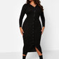 She Gets What She Wants Ribbed Button Down Bodycon Maxi Dress