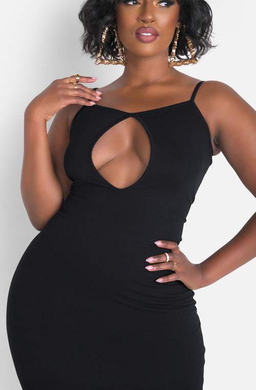 Black Keyhole Strappy Bodycon Maxi Dress Plus Sizes