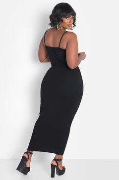 Black Keyhole Strappy Bodycon Maxi Dress Plus Sizes