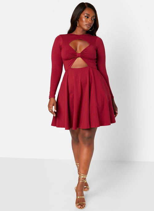 Spellbound Cotton Double Cut Out Mini Skater Dress W. Pockets