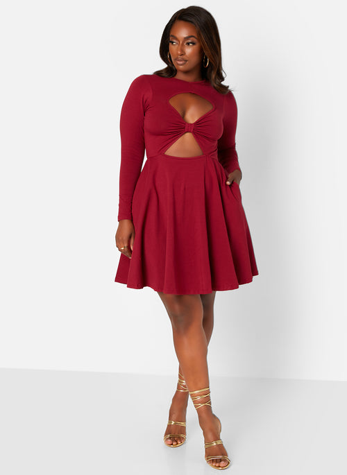 Spellbound Cotton Double Cut Out Mini Skater Dress W. Pockets