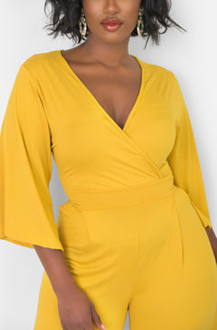 Mustard Stock Holder Wide Leg Jumpsuit Plus Sizes