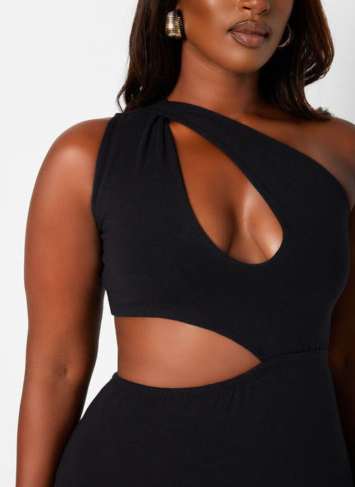 Black Talk About It Keyhole Bodycon Mini Dress Plus Sizes