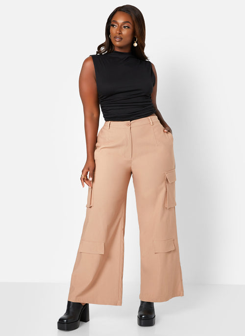 Black Tara Mock Neck Sleeveless Top Plus Sizes