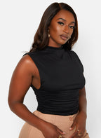 Black Tara Mock Neck Sleeveless Top Plus Sizes