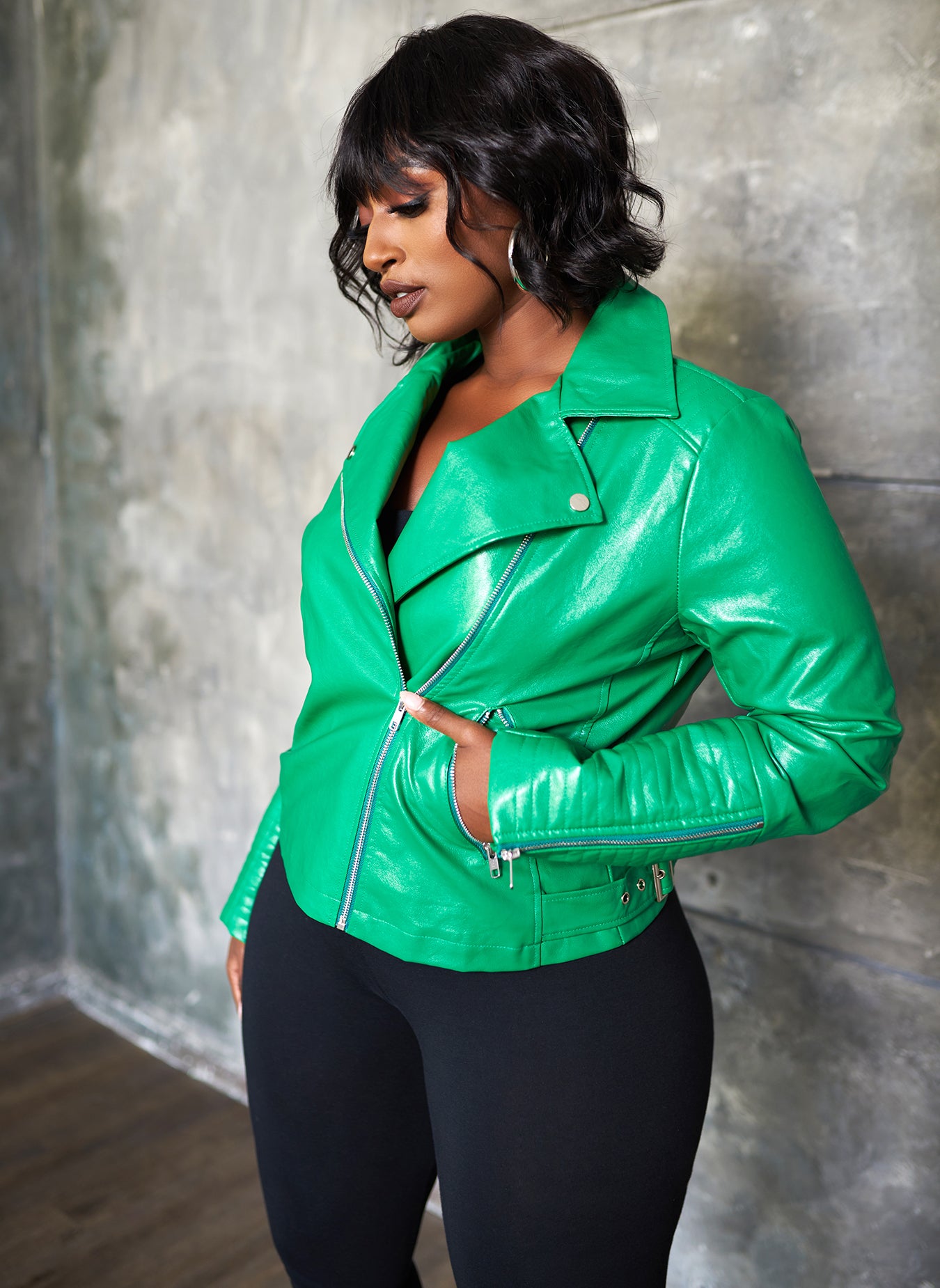 Rebel Without A Pause Faux Leather Moto Jacket | 5 Colors Green / S