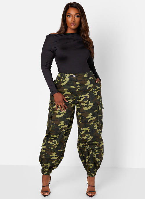 Black The Nominee Asymmetrical Neckline Bodysuit Plus Sizes