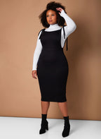 Black Timeless Overall Bodycon Midi Dress Plus Sizes