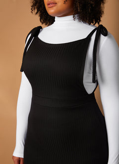 Black Timeless Overall Bodycon Midi Dress Plus Sizes