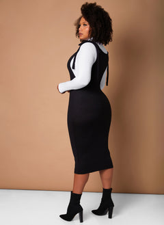 Black Timeless Overall Bodycon Midi Dress Plus Sizes