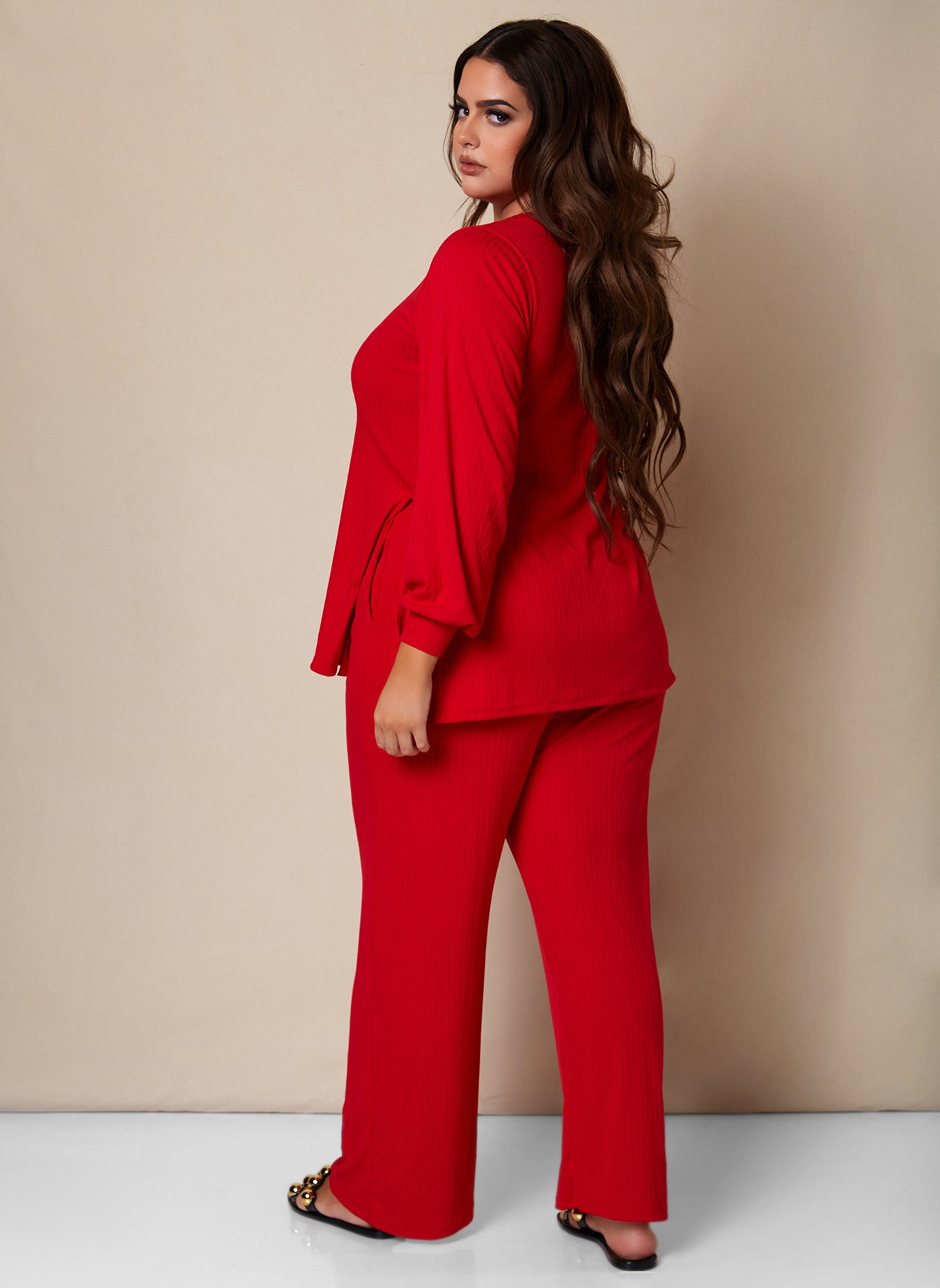 Time To Chill Ribbed Double Slit Oversized Top