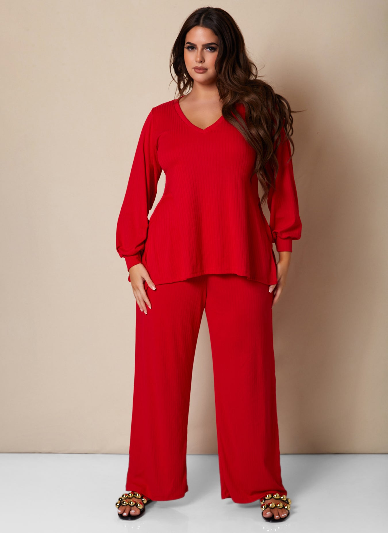 Time To Chill Ribbed Double Slit Oversized Top