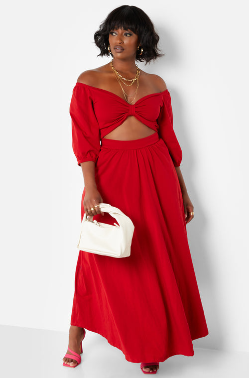 Red Want It All Twist Front Cut Out Maxi A Line Dress Plus Sizes