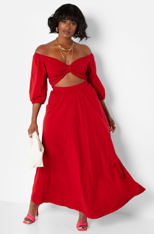 Red Want It All Twist Front Cut Out Maxi A Line Dress Plus Sizes