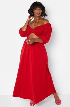 Red Want It All Twist Front Cut Out Maxi A Line Dress Plus Sizes