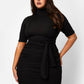 Want You Back Belted Turtleneck Bodycon Mini Dress