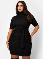Want You Back Belted Turtleneck Bodycon Mini Dress