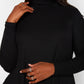 Black Keri Ribbed Turtleneck Mini Shift Dress W. Pockets Plus Sizes