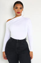 White Drop Shoulder Bodysuit Plus Sizes 